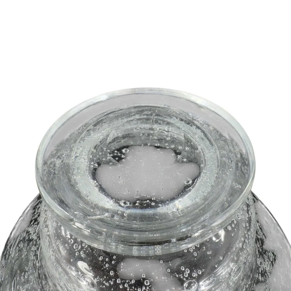 Vintage Hand Blown Footed Clear Art Glass Bowl Dish With Large Air‎ Bubbles